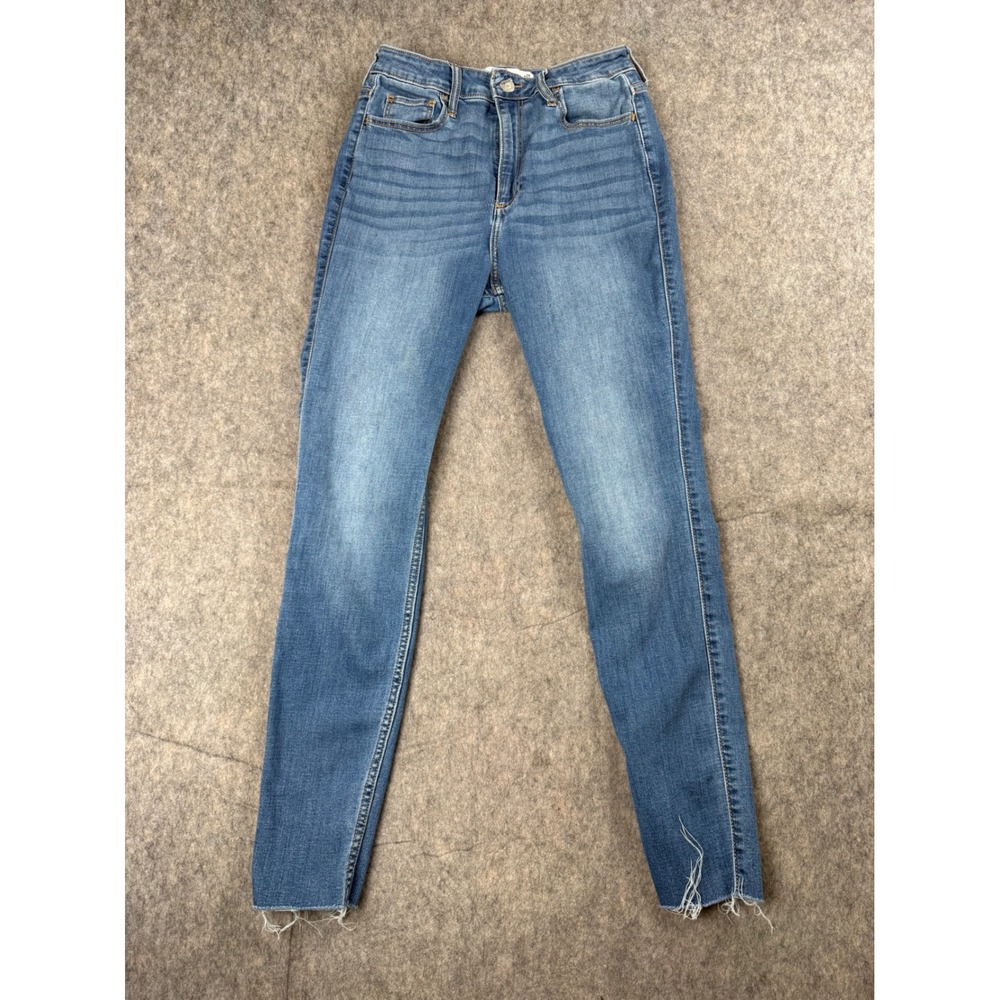 Hollister Jeans Women 7R W28 Blue Denim Curvy Ultra High Rise Skinny Raw Hem